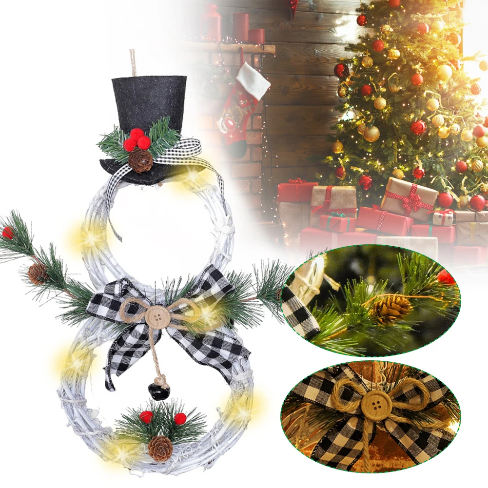

Christmas LED Wreath Garland Hanging Decoration Christmas Pendant LED Lights Rattan Circle Home Wall Door Holiday Decor
