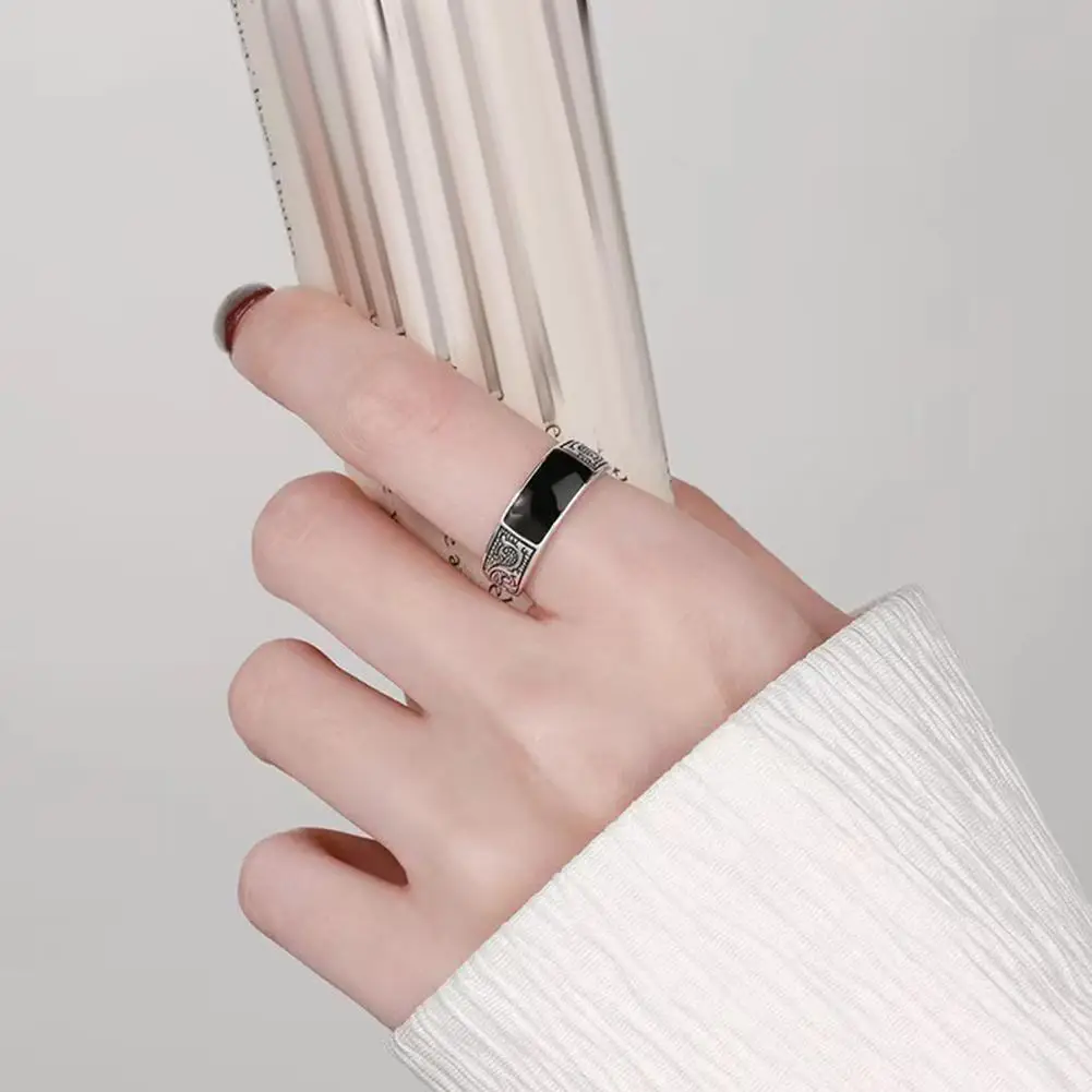 2024 Модные мужские ювелирные изделия черный прямоугольник ретро Рисунок дракона