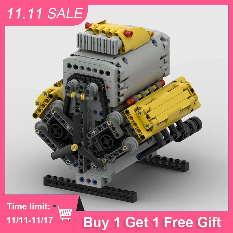 

MOC Building Blocks Crossplane V8 with Supercharger & Removable Covers Model Display Assembled Bricks Creative Toys Gifts 945PCS