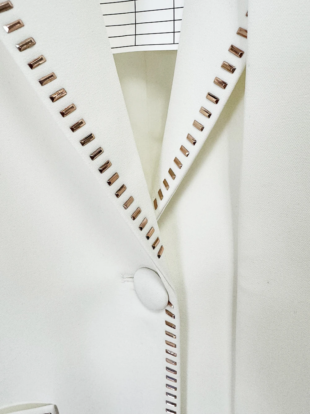 Высококачественный Белый Элегантный брючный костюм с заклепками Modphy женский