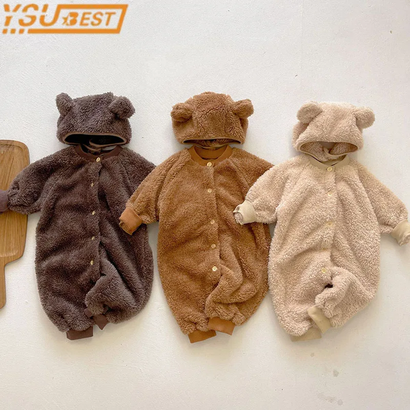 

Комбинезон для новорожденных мальчиков и девочек, однотонный теплый Ромпер, весна-зима