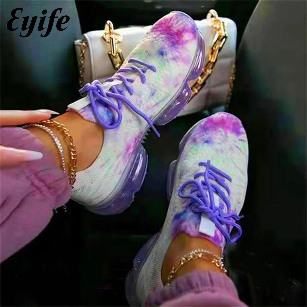 

Women Trendy Sneakers 2022 Hot Sell Fashion Cushion Lace Up Ladies Running Sport Shoes 35-43 Larged-Size Female Vulcanize Shoes