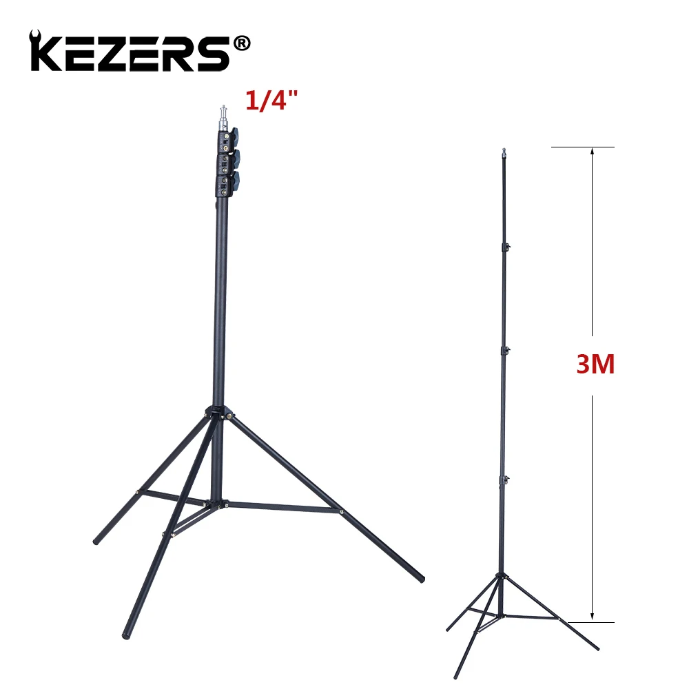 

KEZERS Металлический штатив , 3 м лазерный уровень, регулируемый штатив с 4 узлами, Интерфейсный кронштейн 1/4 дюйма с адаптером (FT3000D)