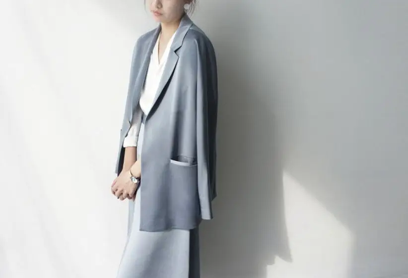 Blue Women Blazer 2023 New Elegant Lace Spring Blazers Lady Office Suit Jackets Coat Tops