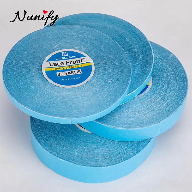 36Yards Hair System Tape Double Side Walker Tape 0.8Cm Blue Lace Front Wig Tape For Toupee Sweatproof Ultra Hold Wig Tape 2.54Cm