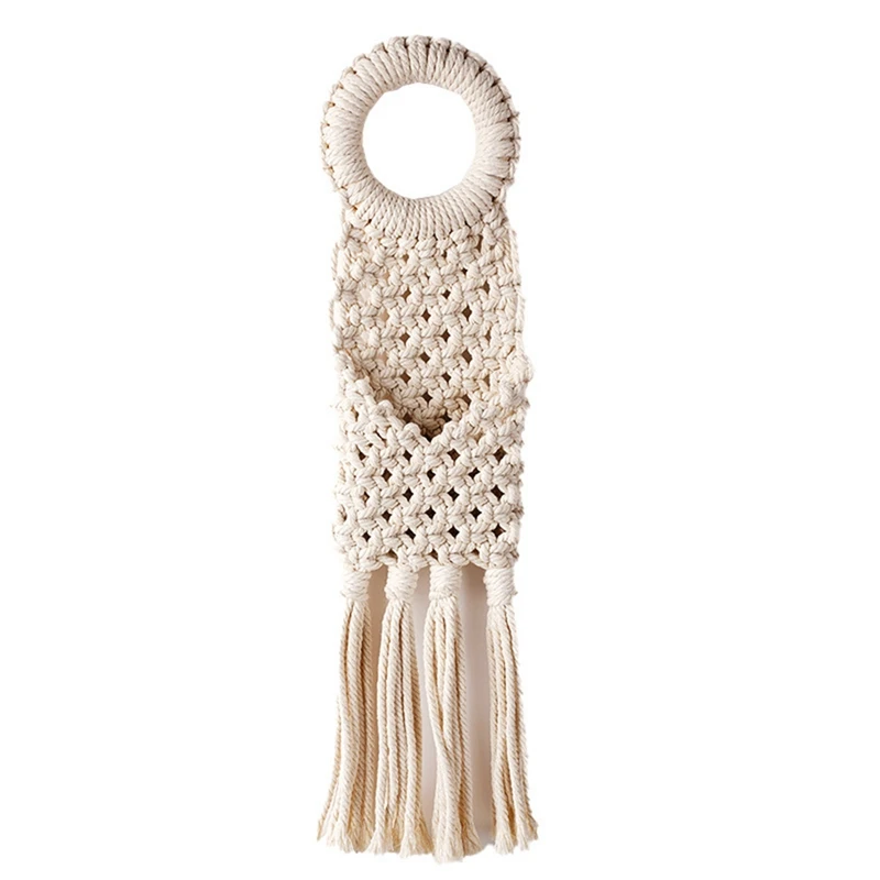 

Handwoven Tapestry Cotton Rope Hanging Pocket Door Handle Pendant Key Wallet Storage Bag Wall Decoration Wall Hanging