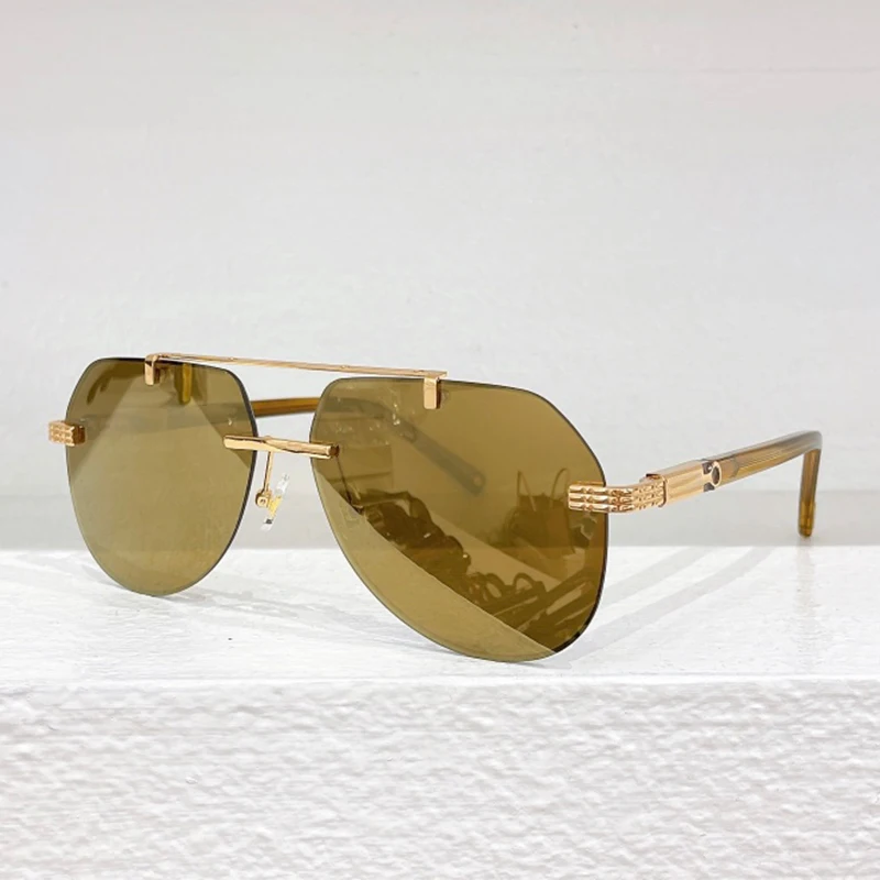 ZI80127 Овальные модные солнцезащитные очки без оправы из титана и ацетата с