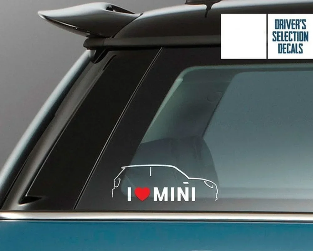 

Автомобильные аксессуары I Love Mini, боковое лобовое стекло, наклейка на окна, графическая наклейка, подходит для Mini Cooper One S Countryman JCW