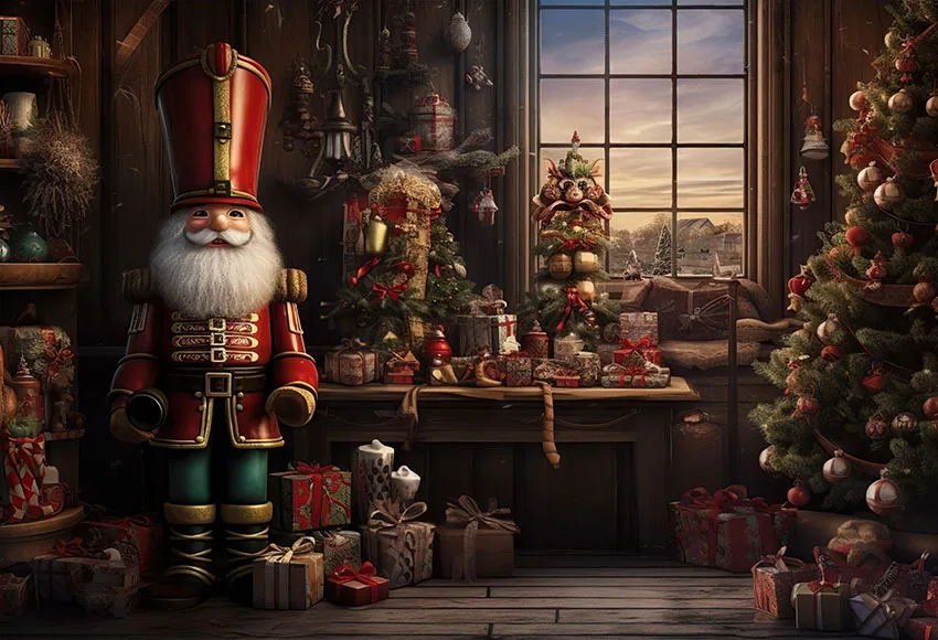 Рождественский фон Mehofond для детской фотосъемки с изображением солдатиков