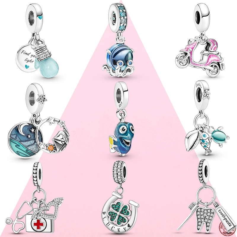 

2022 Summer Trendy Jewelry Silver Color Starfish Shell Charm Beads Fit Original Brand Bracelet DIY Making Gift