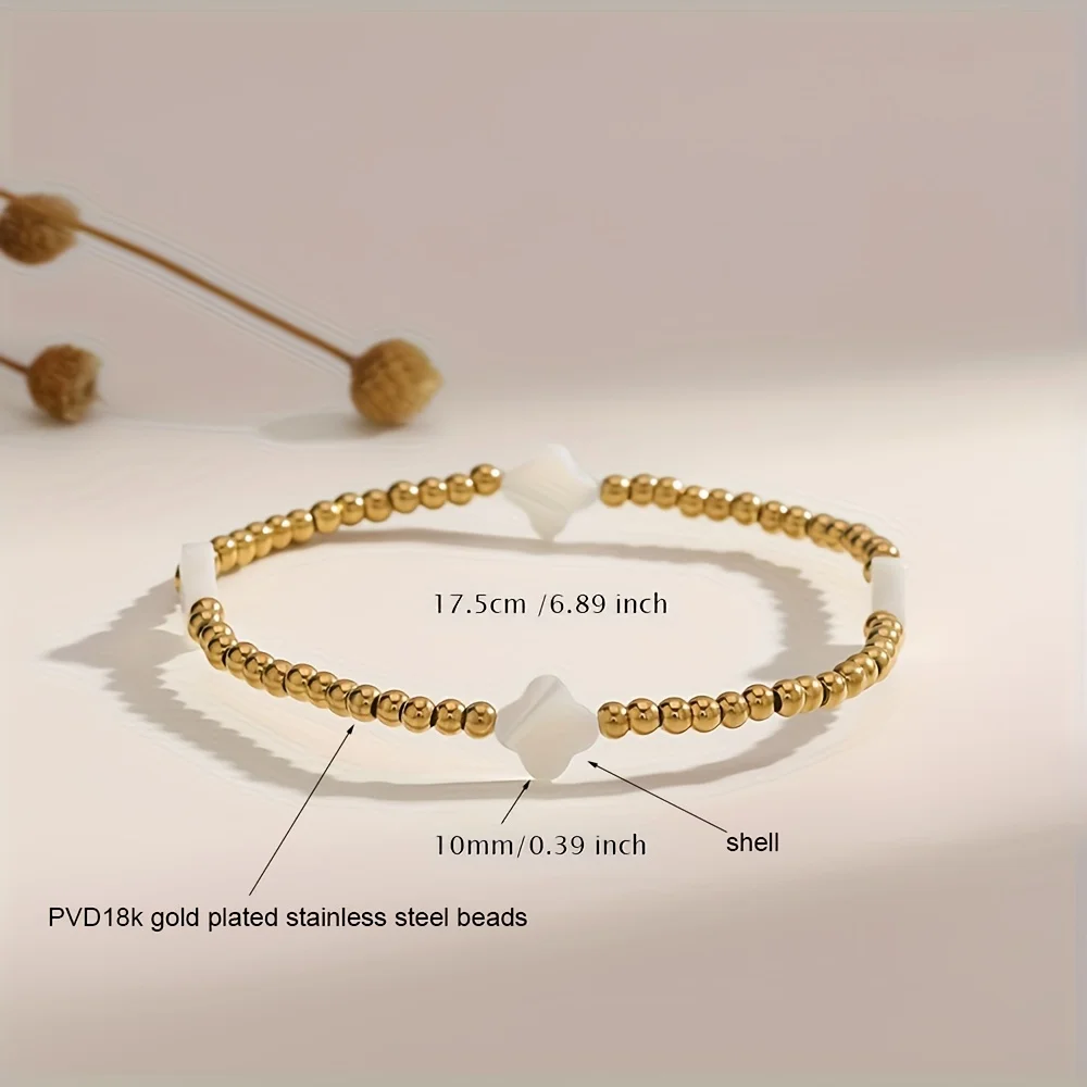 3-слойные браслеты из перламутра с клевером бисера позолоченные 18 К бусины