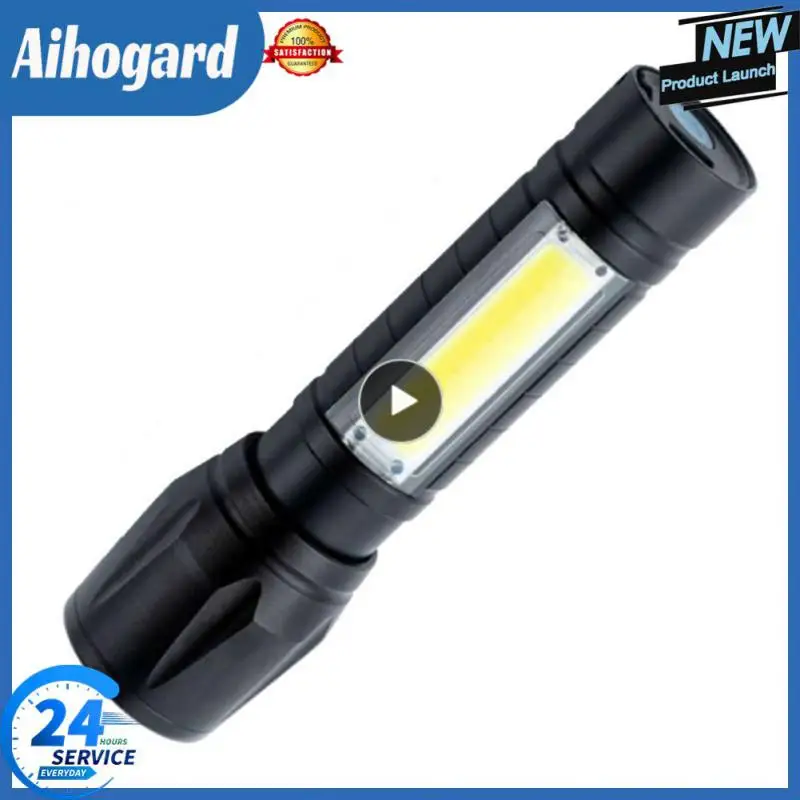 

1 шт., перезаряжаемый мини-фонарик, COB + XPE, портативный фонарь для кемпинга, фонарик с регулируемым фокусом, фонарик с ручкой