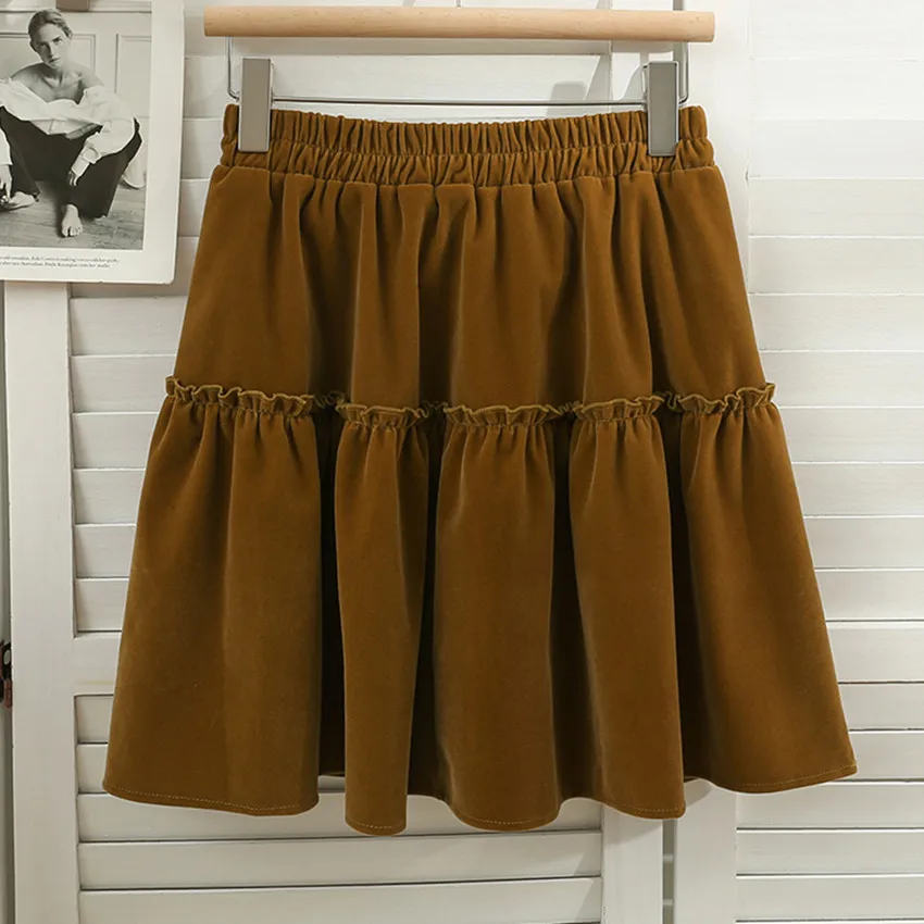 

Осенне-зимние винтажные мини-юбки, Женская плиссированная юбка с высокой талией и оборками в стиле преппи, Женская юбка