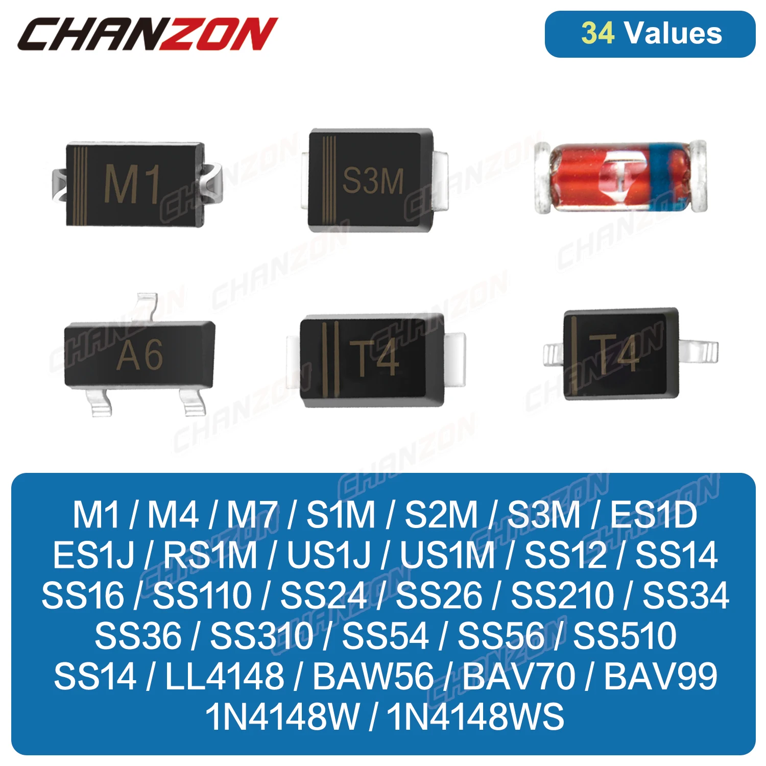 SMD БЫСТРЫЙ восстановление Шоттки переключающий Выпрямитель Диод M1 M4 M7 S1M S2M S3M RS1M
