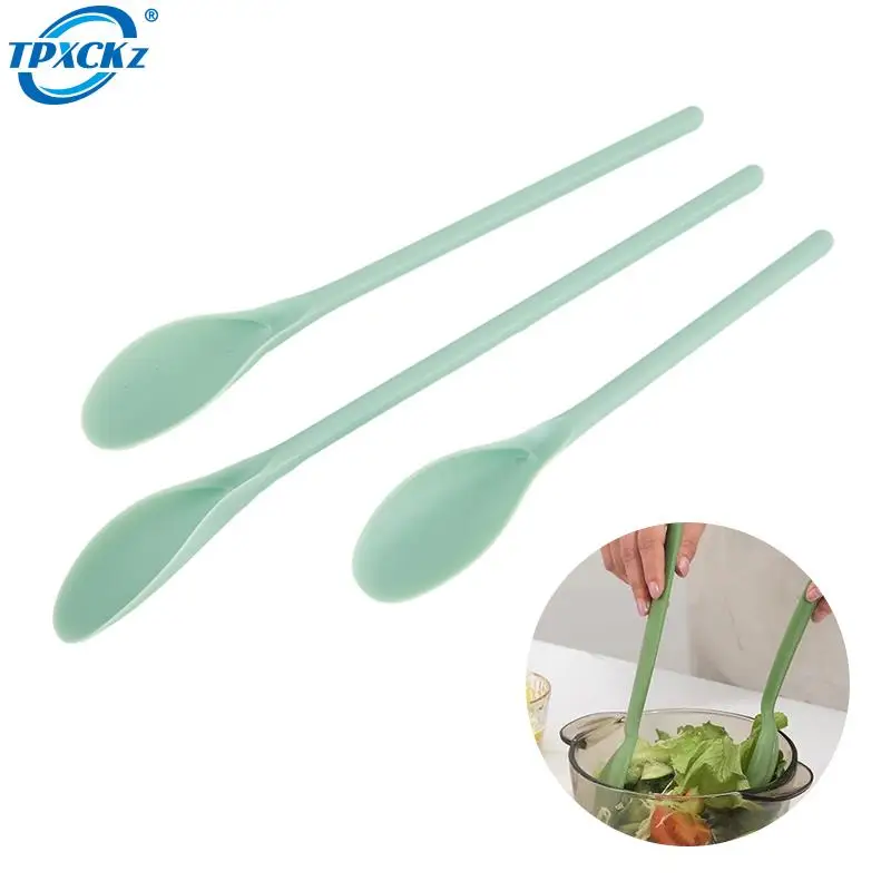 3Pcs/Set Long Handle Plastic Spoon Salad Blender Food Spoon Kitchen Tools