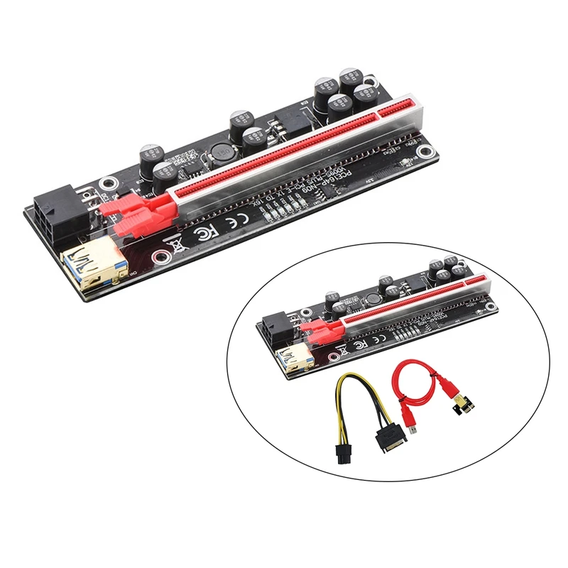 

PCI-E Райзер, Графическая карта, Удлинительный кабель, PCI-E 1X до 16X, один порт USB 3,0, адаптер, плата расширения для майнинга BTC