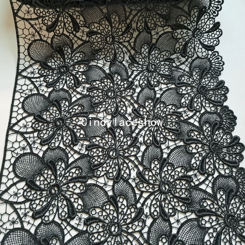 1 метр 19 см ширина черные цветочные вышитые кружевные украшения для шитья