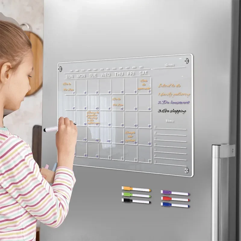 

Clear Acrylic Fridge Magnet Sticker Calendar Board Planner Daily Weekly Monthly Schedule Dry Erase Board Message Menu