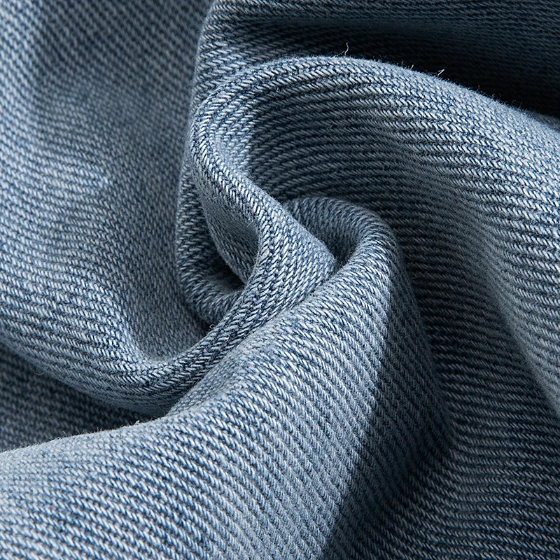 2022 Men Light Blue Jeans Long Medium Waist Straight Pants Letter Embroidery Casual Street Denim Trousers Spring Summer M-3XL