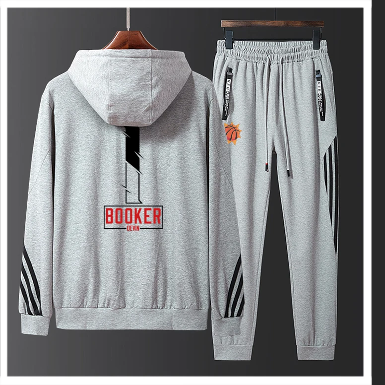 

2022 Mens American Basketball Jerseys Clothes Phoenix Suns #1 Devin Booker Cotton Sweatshirt Hoodie Jacket Two Piece Set Zipper