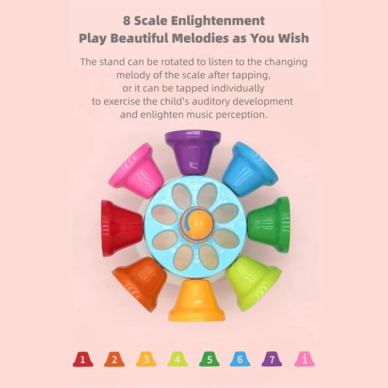 Children's Percussion Instrument Rainbow Diatonic Bells For Kids Kid Birthday Gift 3-Year-Old And Over Durable Easy Install