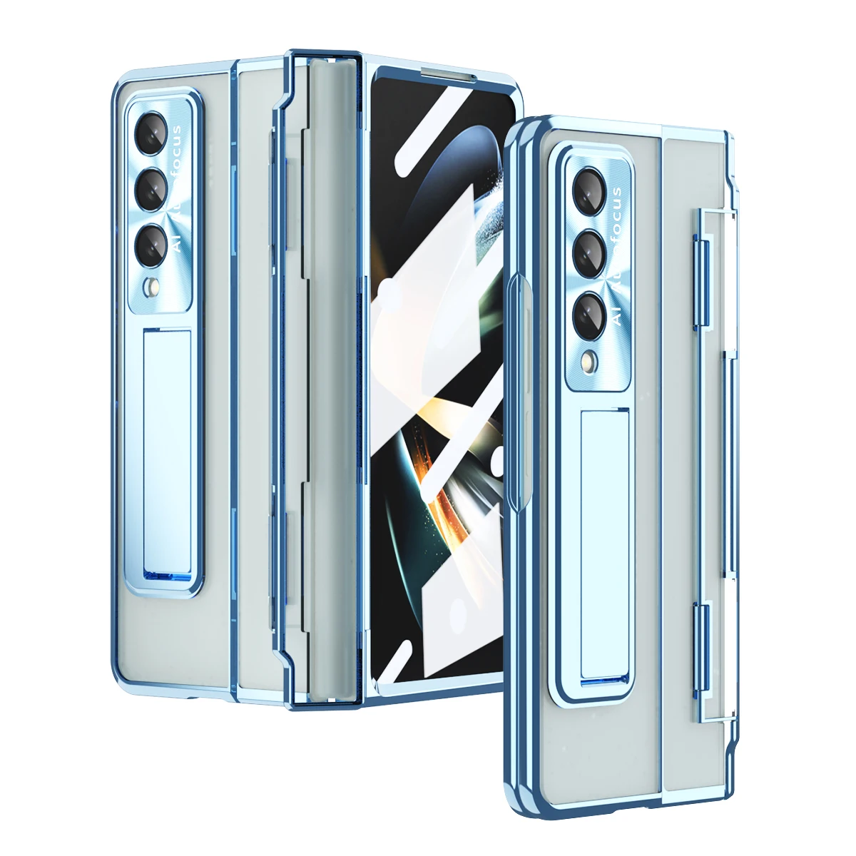 

Plating Transparent Case For Samsung Galaxy Z Fold 4 3 Front Back Protective Cover Hard PC Clear Bumper Z Fold4 Fold 3 4 Fundas