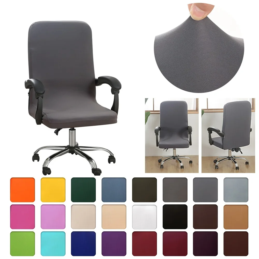 

Solid Color Chair Cover Removable Office Chair Cover Anti-dust Waterproof Rotatable Armchair Protector Universal Elastic Stretch