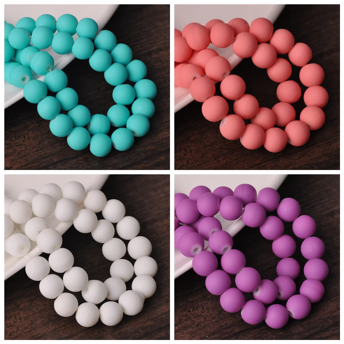 

30pcs Round Shape 8mm Matte Rubber-Like Glass Loose Crafts Beads for Jewelry Making DIY