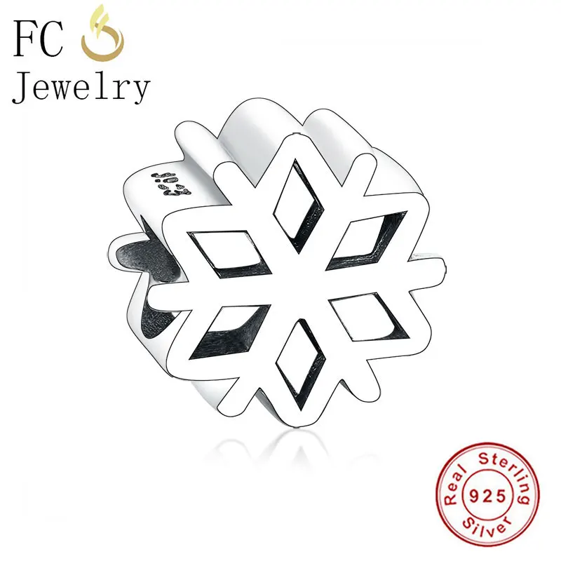 

FC ювелирные изделия Подходит для оригинального Шарм-браслета Pan 100% Серебро 925 пробы ажурные снежинки Бисер для изготовления зимнего Рождества Berloque 2019 Новинка