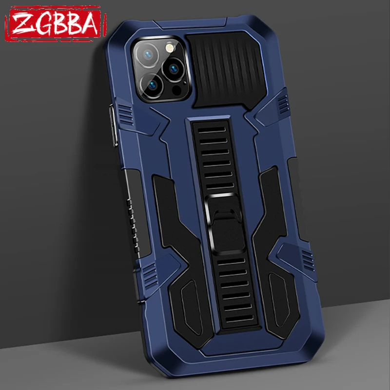 

Strong Anti Fall Bracket Cellphone Case For iPhone 11 12 13 Pro XS Max Mini XR X SE 8 7 6 6S Plus Shockproof Armor Holder Cover