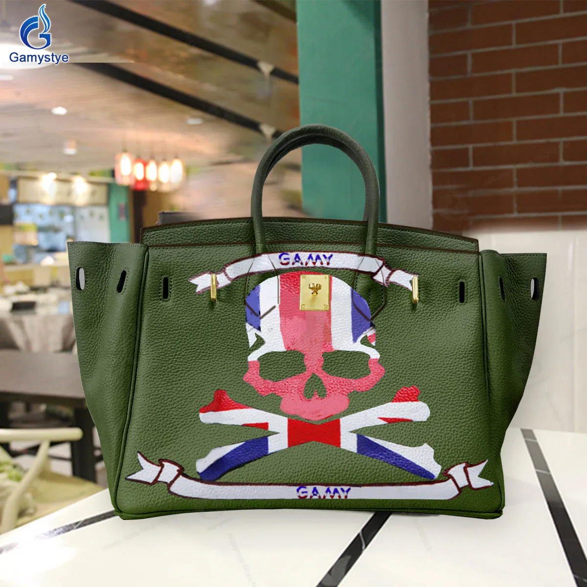 

Hand Make Cowhide Leather Casual Messenger Crossbody Bags For Women Art Draw UK Flag Stripes Shoulder Ladies Designer Handbags