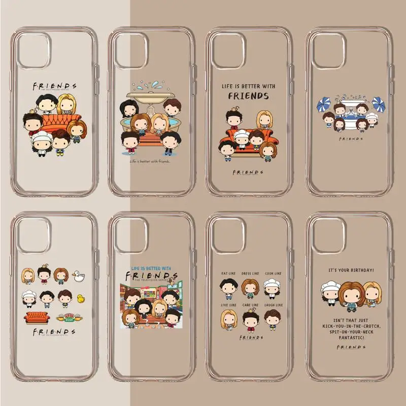 

Friends TV Show Cartoon funny Clip Art Phone Case Transparent soft For iphone 11 13 12 14 x xs xr pro max mini plus