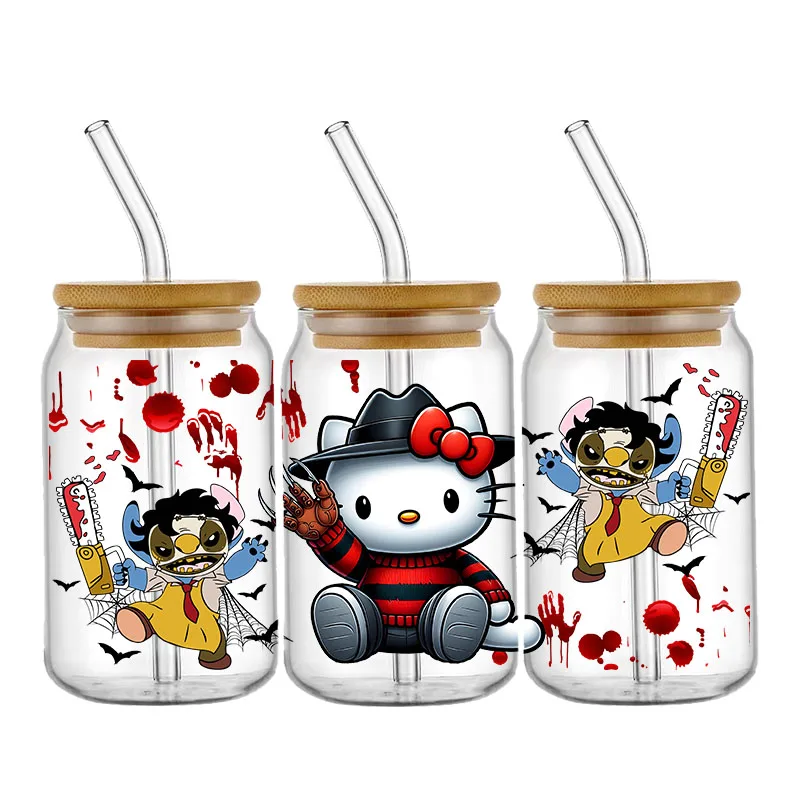 Miniso Hello Kitty страшная 16 унций УФ-наклейка для чашек DTF переводная наклейка