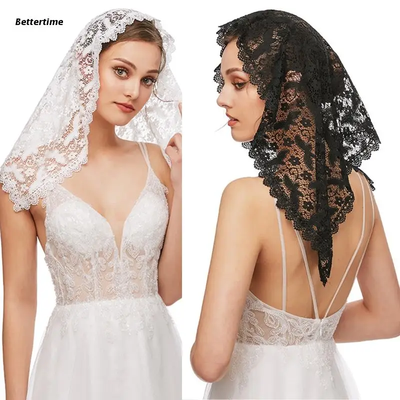 

B36D Church Veil Mantilla Latin Mass Veils Butterfly Floral Lace Head Covering for catholic Chapels Confirmation and Baptism