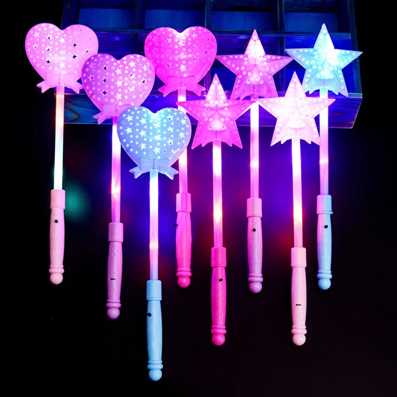 

Luminous Flashing Led Scepter Toy Novelty Heart Multi Color Stick Lighting Princess Wand Party Light Up