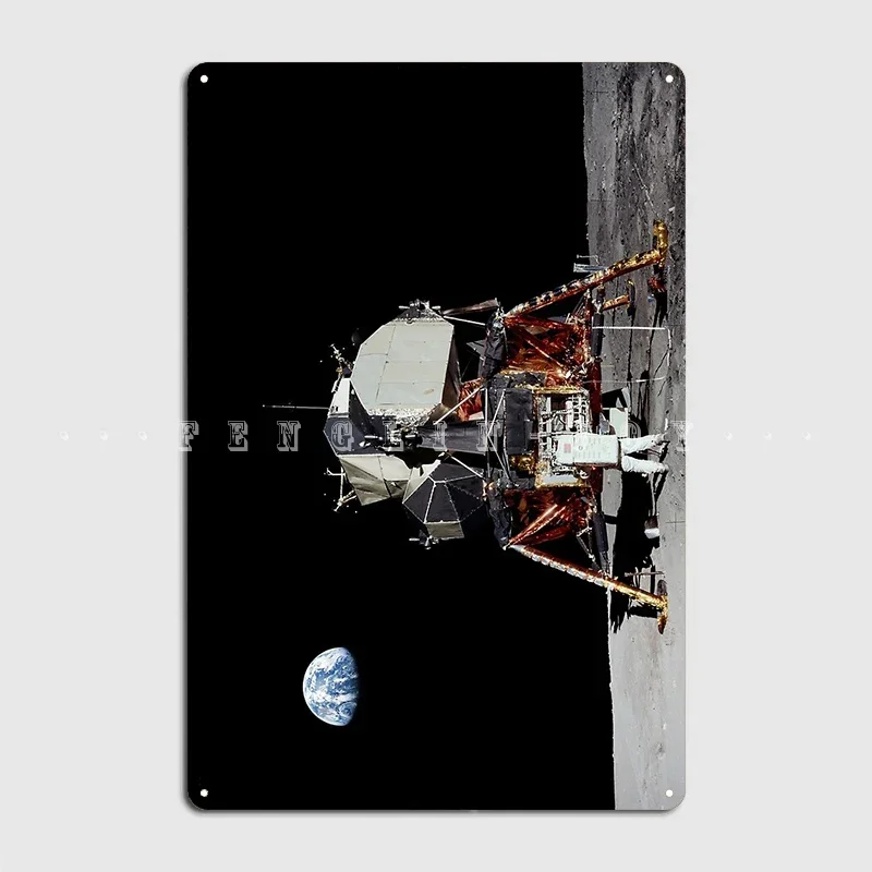 Aldrin And Apollo 11 Лунный модуль Eagle Panorama Металлическая вывеска Кино Кухня Настенный