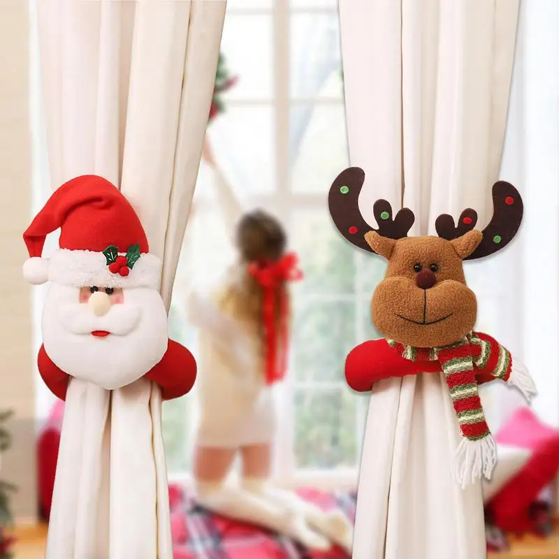 

Curtain Christmas Tiebacks Strap Decor Theme Cartoon Doll Curtain Holdback Charm & Elegance For Home Hotel Christmas Decoration