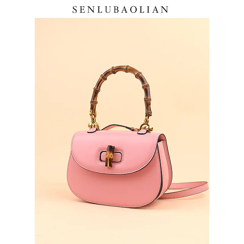 

Фирменное роскошное высококачественное маленькое высококачественное кожаное седло, новинка 2023, летняя мода, бамбуковое на одно плечо, крок...