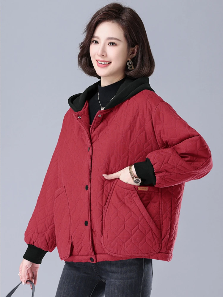 Jacket Women Winter Coat Warm Parkas Womens Winter Clothing 2022 New In Button Up Coats Hooded Loose Cotton Jackets Womens Tops