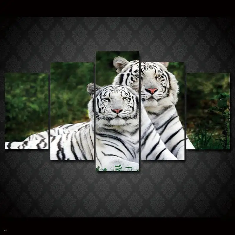 

Hd Printed White Tigers Animal Group Painting On Canvas Room Decoration Print Poster Picture Framed Free Shipping/90817