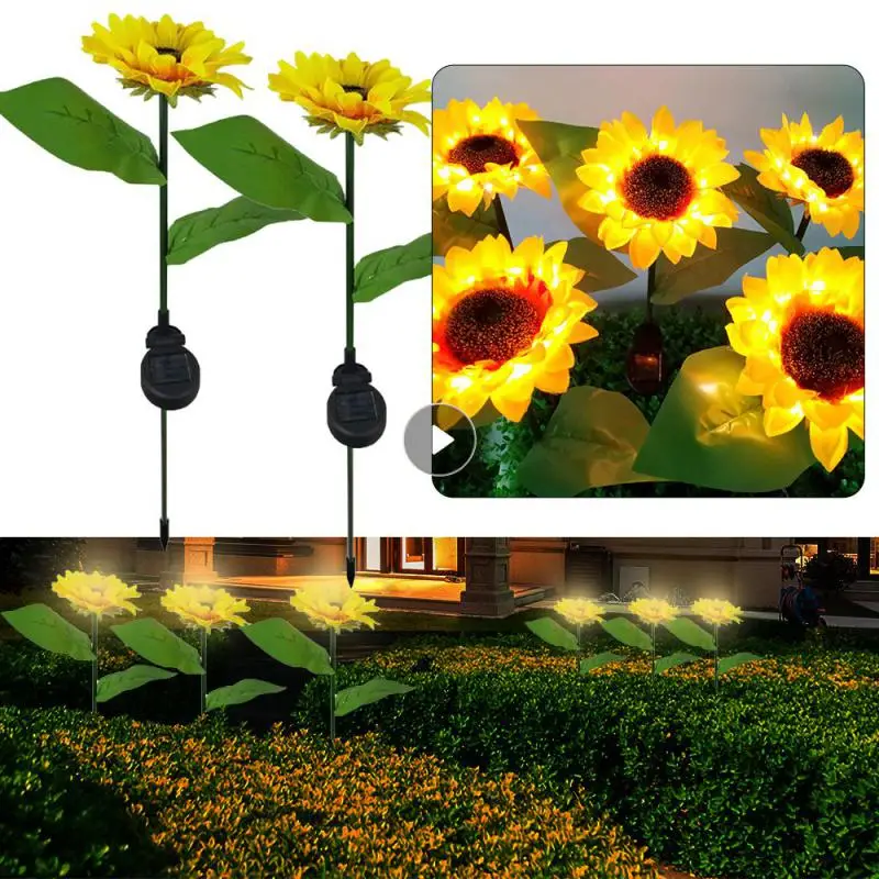 

Solar Led Lights Outdoor Sunflower Lamp Waterproof Outdoor Garland Solar Powered Patio Light For Garden Camping Walkway Decor