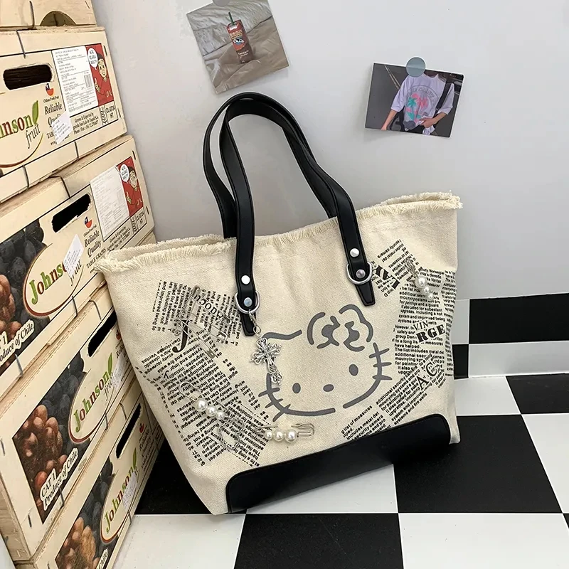 

Anime Hello Kittys Handbag Sanrio Kawaii Cute Cartoon Anime Tote Storage Japanese Bag High-Capacity Shopping Women Birthday Gift