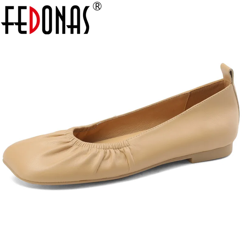 

Женские туфли на низком каблуке FEDONAS, Повседневная Удобная обувь из натуральной кожи с квадратным носком, весна-лето 2019