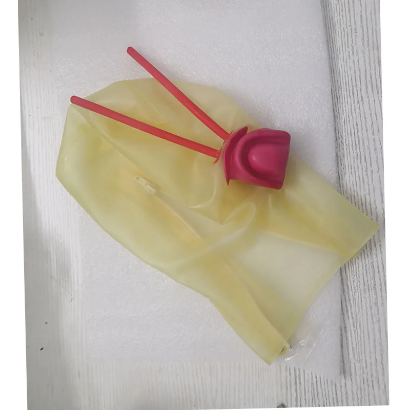 Handmade Transparent Latex Hood with 15CM Long Nose Tube Red Teeth Gag Rubber Mask Back Zip Men Women Halloween Cosplay Costume