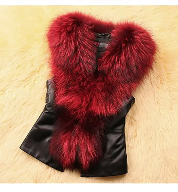 S-4XL Autumn  Winter Women's Faux Fur Women Wear Skinny Short Sleeveless Top  Collar Fur Coat Vest Short Slim Faux Fur Vest