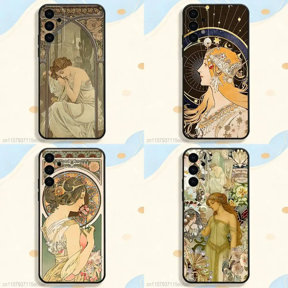 Фото Чехол для телефона ART Alphonse Mucha для Samsung S26 S24 S22 S25 Ultra S9 S20 FE S23 Plus S10 S21, противоударный чехол-накладка №1