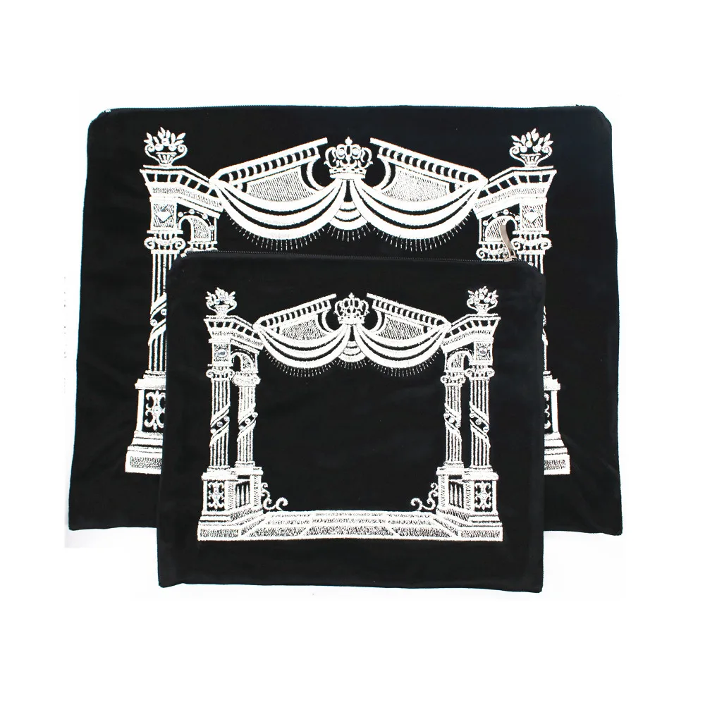 Tefillin Bag Set Velvet For Tatllit Judaica Prayer Shawl Zippered And Embroidered With PVC Protection