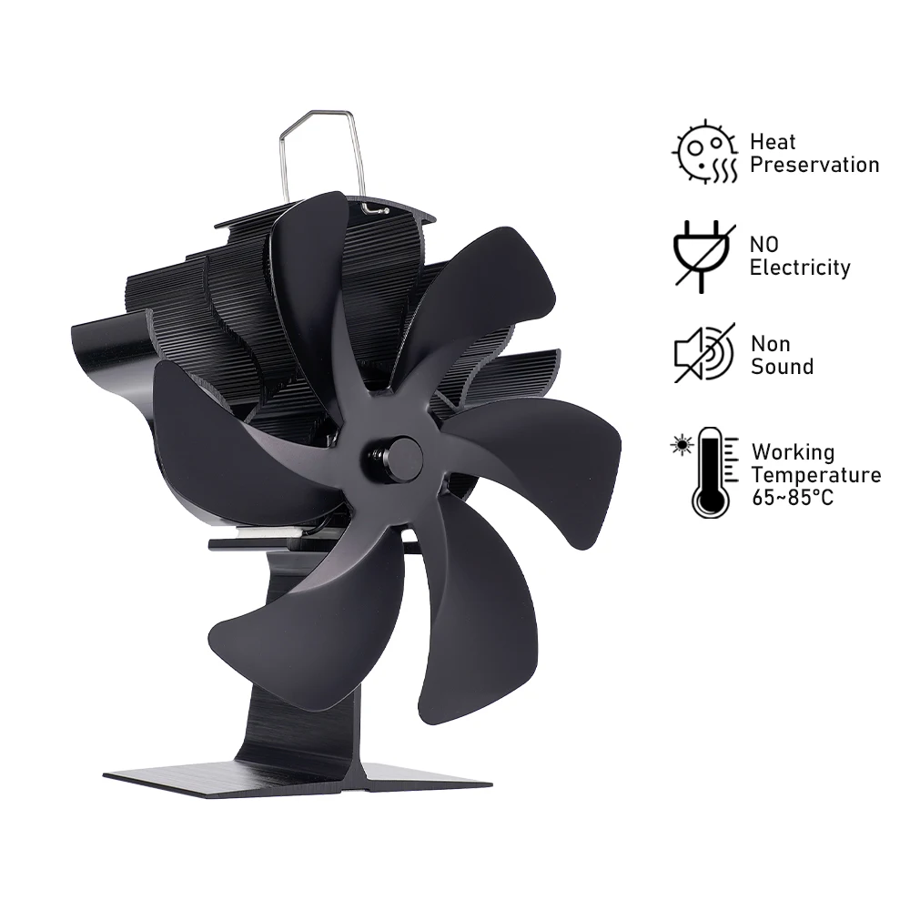 

6 Blade Heat Powered Stove Fan Fireplace Fan Log Wood Burner Eco-fan Quiet Fireplace Fan Heater Portable Outdoor Winter Warm