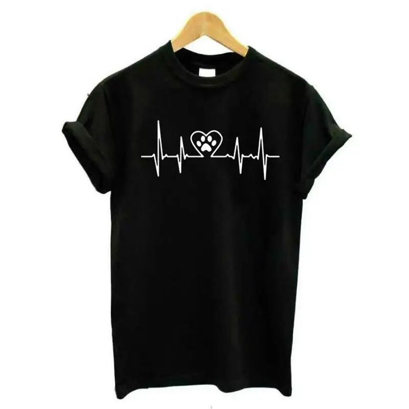 

Women T-shirt Summer Cotton TShirt Dogs Footprint Graphic Print Tee Shirt Femme Casual Plus Size Harajuku T Shirt Women Tops