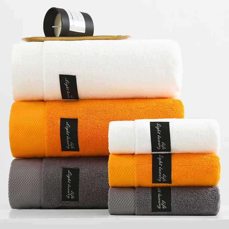 

80x160cm Cotton Bath Towel Set Men's Thickened Super Absorbent Soft Towel Ladies Hotel Bathroom Beach Gift